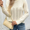 Perfee Openwork Round Neck Long Sleeve Sweater