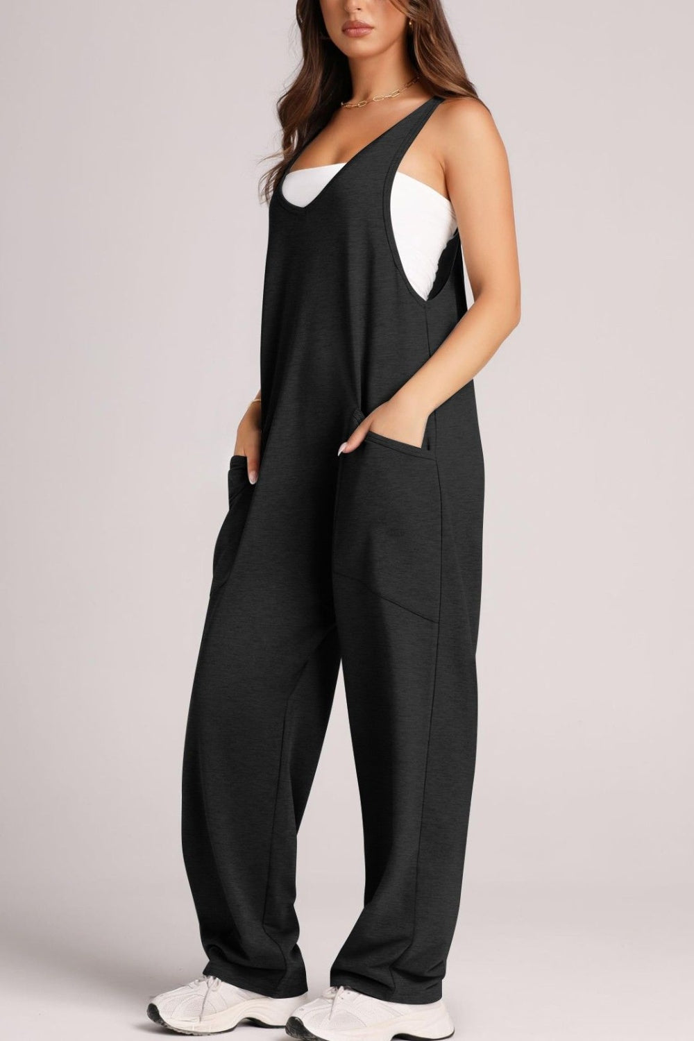 Lovelet Wide Strap Jumpsuit with Pockets