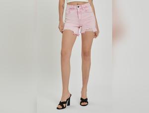 RISEN High Rise Distressed Denim Shorts women