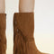 Beast Fashion Suede Fringe Point Toe Boots