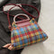 Contrast Plaid Trapezoid Shape Crossbody Bag