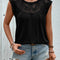 Lace Round Neck Cap Sleeve T-Shirt