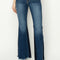 RISEN Full Size High Rise Side Shadow Seam Detail Slit Flare Jeans