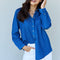 Doublju Blue Jean Baby Denim Button Down Shirt Top in Dark Blue