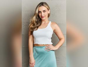 HIDDEN Bow Down Sleeveless Ruffle Crop Top