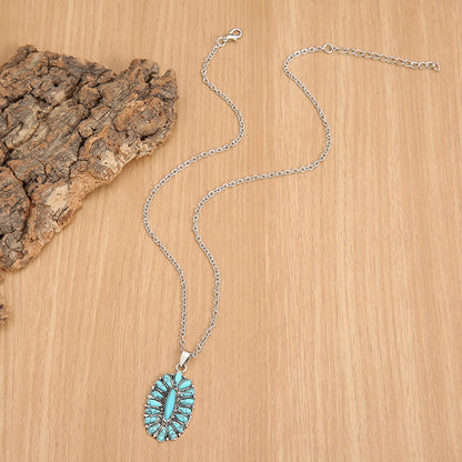 Artificial Turquoise Pendant Alloy Necklace