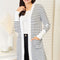 Double Take Striped Open Front Longline Cardigan