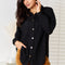 Double Take Waffle-Knit Collared Neck Dropped Shoulder Shirt