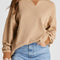 Waffle-Knit Long Sleeve Sweatshirt