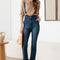 Litz La Striped Stretched Suspender Denim Overalls