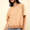 VERY J Round Neck Exposed Seam Slit T-Shirt