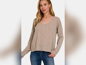 Zenana Dropped Shoulder Long Sleeve T-Shirt