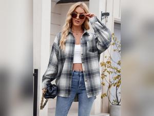 Mandy Plaid Collared Neck Long Sleeve Shirt