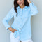 Doublju Blue Jean Baby Denim Button Down Shirt Top in Light Blue