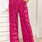 Double Take Full Size High Waist Tiered Shirring Velvet Wide Leg Pants