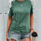 Lace Detail Round Neck Short Sleeve T-Shirt