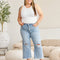 RFM Full Size Tummy Control High Waist Raw Hem Distressed Jeans