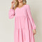 Double Take Full Size V-Neck Balloon Sleeve Tiered Dress with Pockets