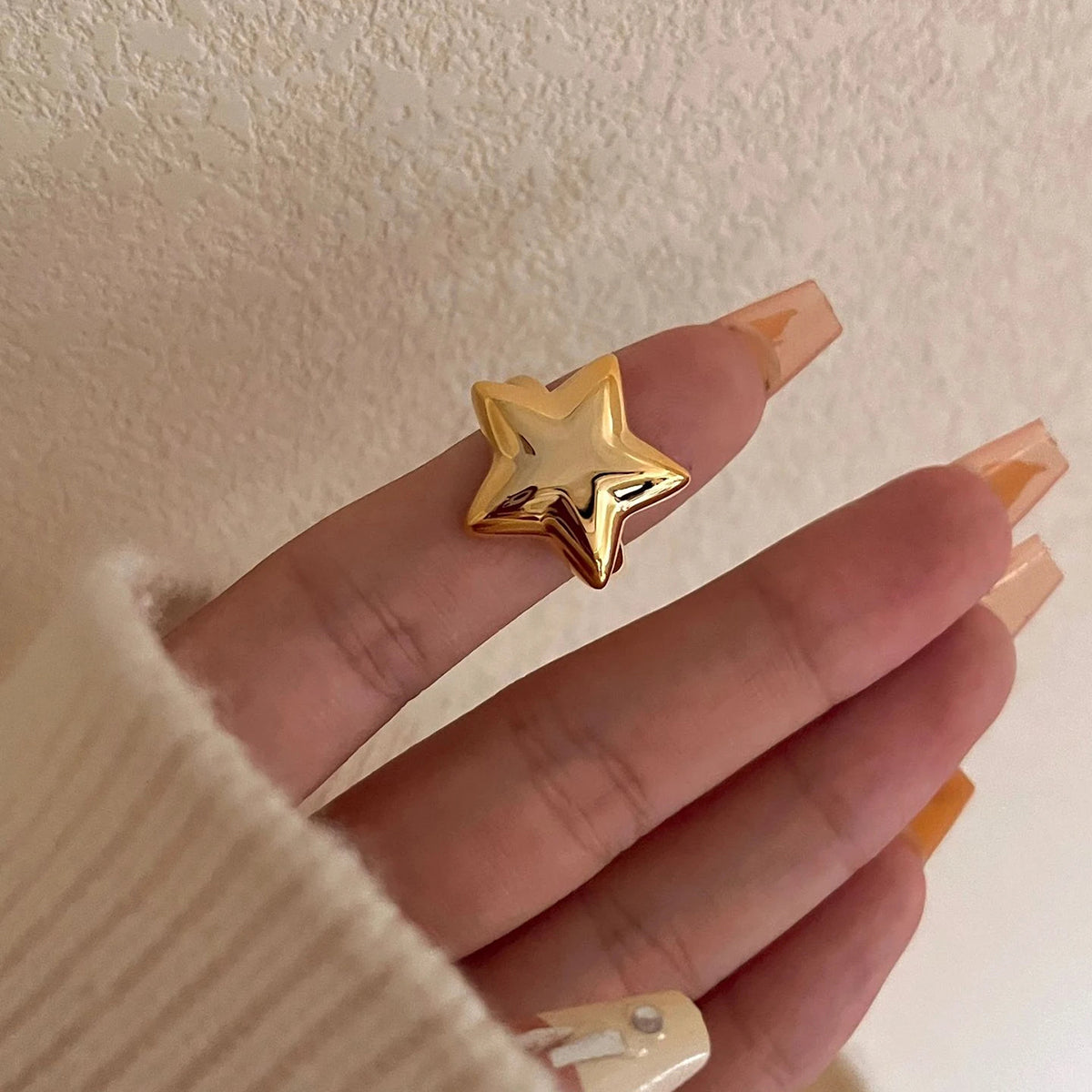 18K Gold-Plated Stainless Steel Star Ring