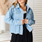 Double Take Dropped Shoulder Raw Hem Denim Jacket