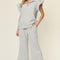 Double Take Texture Ruffle Short Sleeve Top and Drawstring Wide Leg Pants Set