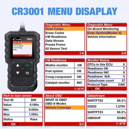 LAUNCH X431 Creader 3001 Full OBDII/EOBD code reader scanner Multilingual CR3001 Car diagnostic tool PK ELM 327 CR319