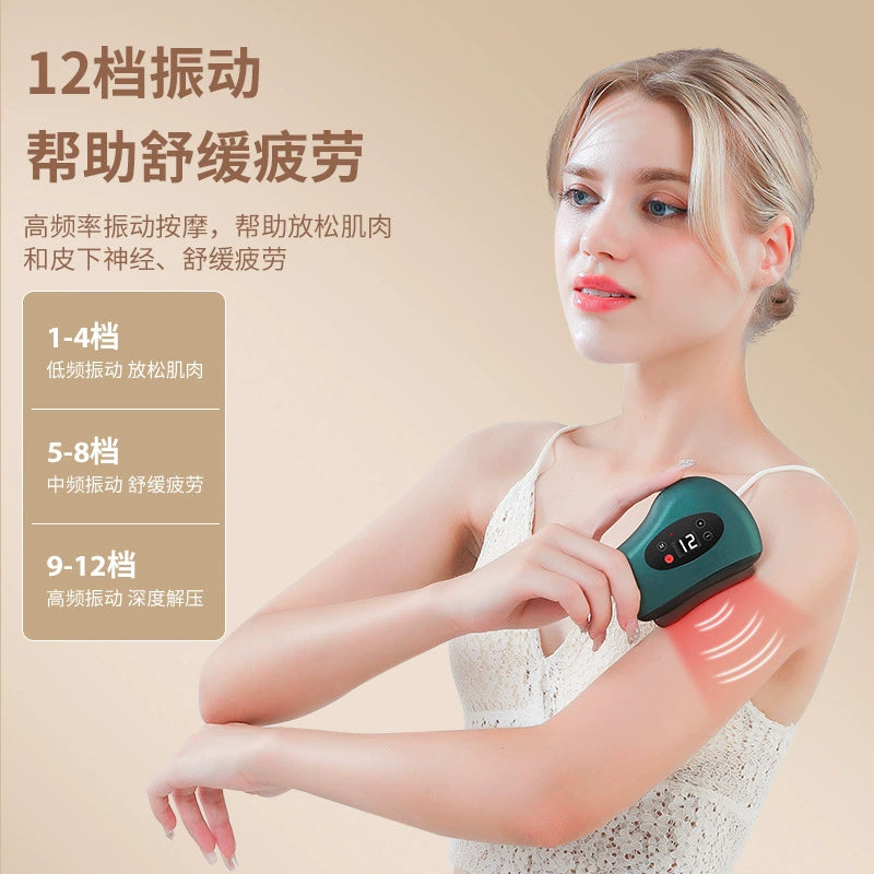 Stone Electric Scrapping Plate Heating Massager Facial Beauty Gua Sha Scraping Massager Universal for Entire Body Dredging Gadget Meridian Brush