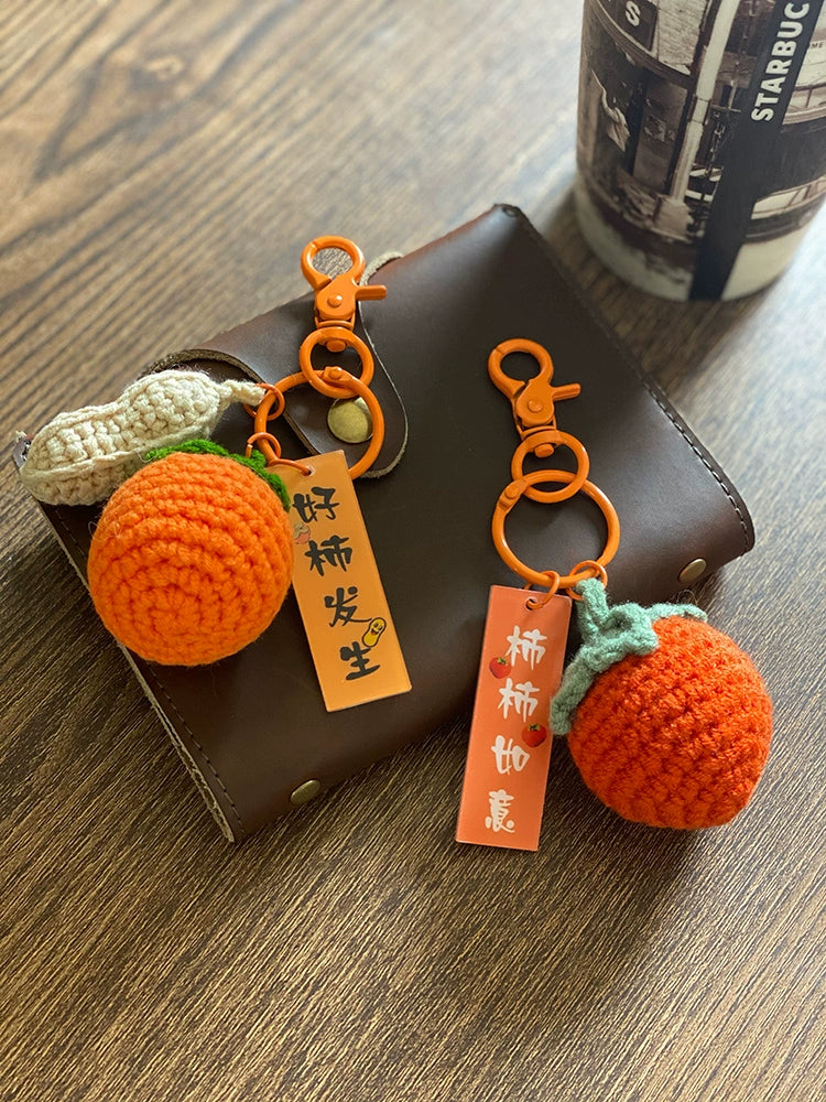 Good Thing Happening Doll Pendant Doll Handmade Woven Keychain Lucky Persimmon Schoolbag Bag Charm Key Chain