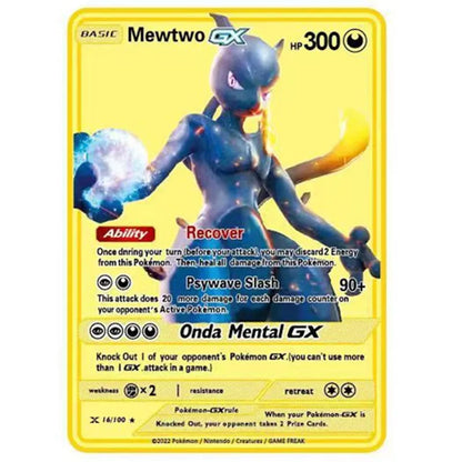 Pokemon English Metal Card Anime Pikachu Charizard Mewtwo Blastoise  Vmax Shiny Letters Game Collection Card Kids Toy Gifts