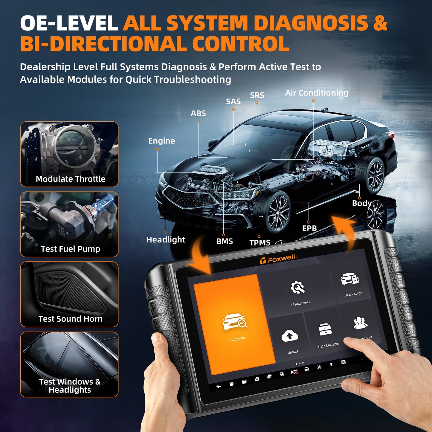 FOXWELL NT1009 OBD2 Car Scanner ECU Coding Bi-Directional Control Guided Functions OE All System OBD2 Automotive Diagnosis Tools