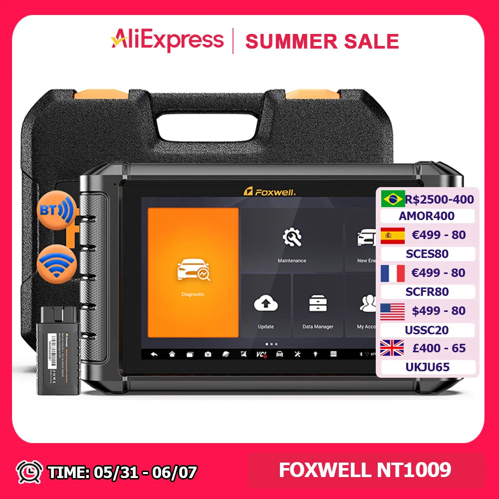 FOXWELL NT1009 OBD2 Car Scanner ECU Coding Bi-Directional Control Guided Functions OE All System OBD2 Automotive Diagnosis Tools