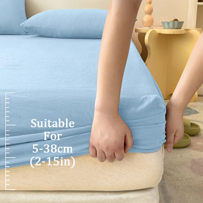 High Quality Fitted Sheet Single Double King Queen Size Mattress Cover With Elastic Band Bed Sheet 90/120/150/180 Fit Sheet