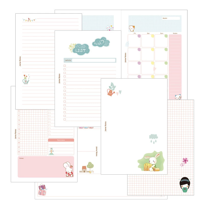 JN Notebook Original Girly Girl Series Notebook Inner Page Notepad Loose-Leaf Paper A5a6 Notebook Loose-Leaf Refill