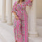 Plus Size Printed Half Sleeve Wide Leg Jumpsuit