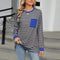 Pocketed Striped Round Neck Long Sleeve T-Shirt