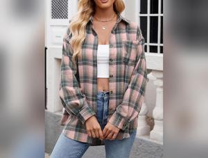 Mandy Plaid Collared Neck Long Sleeve Shirt