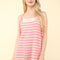 VERY J Tie Shoulder Front Pocket Striped Contrast Romper