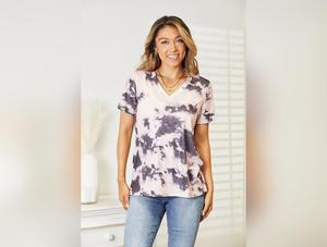 Women's Double Take Tie-Dye V-Neck T-Shirt