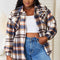 Double Take Plaid Button Front Shirt Jacket with Breast Pockets