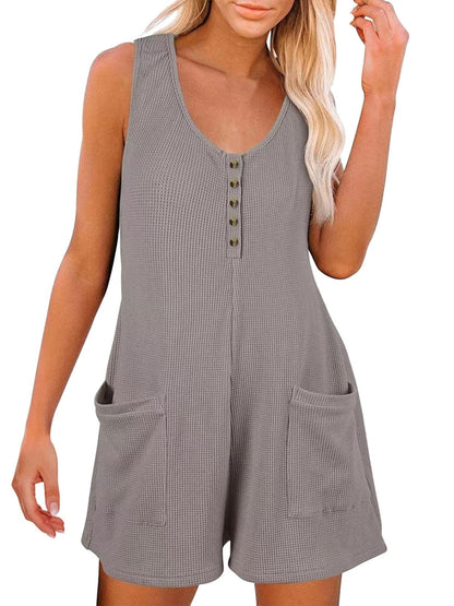 Full Size Pocketed Scoop Neck Sleeveless Romper