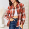 Double Take Plaid Collared Neck Long Sleeve Shirt