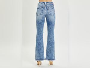 RISEN Full Size High Rise Distressed Flare Jeans