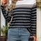 Perfee Striped Round Neck Long Sleeve T-Shirt