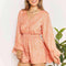 Double Take Printed Flare Sleeve Surplice Romper