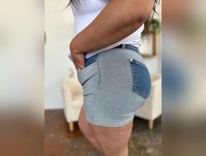 Judy Blue Full Size Color Block Denim Shorts