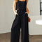 Square Neck Top and Wide Leg Pants Set