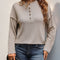 Perfee Slit Half Button Long Sleeve T-Shirt