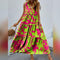 Women's Tiered Printed V-Neck Sleeveless Dress for Summer