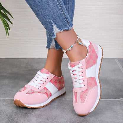 Contrast Round Toe Flat Sneakers