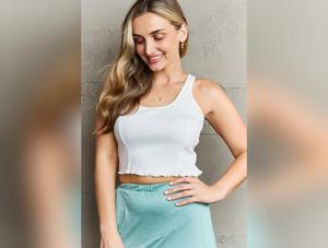 HIDDEN Bow Down Sleeveless Ruffle Crop Top